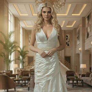 Vintage Silk Kelly Chase Aline Wedding Gown - Size 10